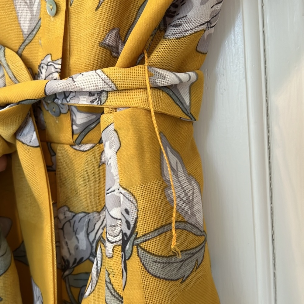 Chriselle x JOA Yellow Floral Puff Sleeve Mini Dress S - Picture 13 of 13